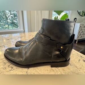 Tory Burch Colton Black Logo Leather Booties Boots Size 10 M $49l
